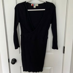 Free People sleeve V-neck wrap style dress. Black, size large